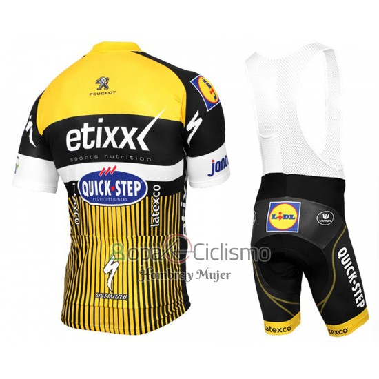 Etixx Quick Step Ropa Ciclismo Culotte Corto 2016 Mangas Cortas AMarillo y Negro